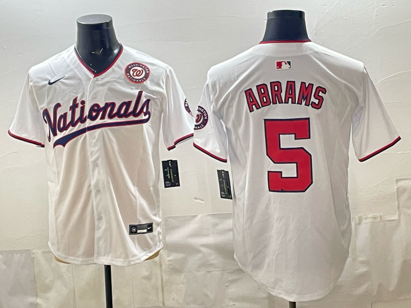 Men 2026 Washington Nationals #5 Abrams white Nike jersey 0408008